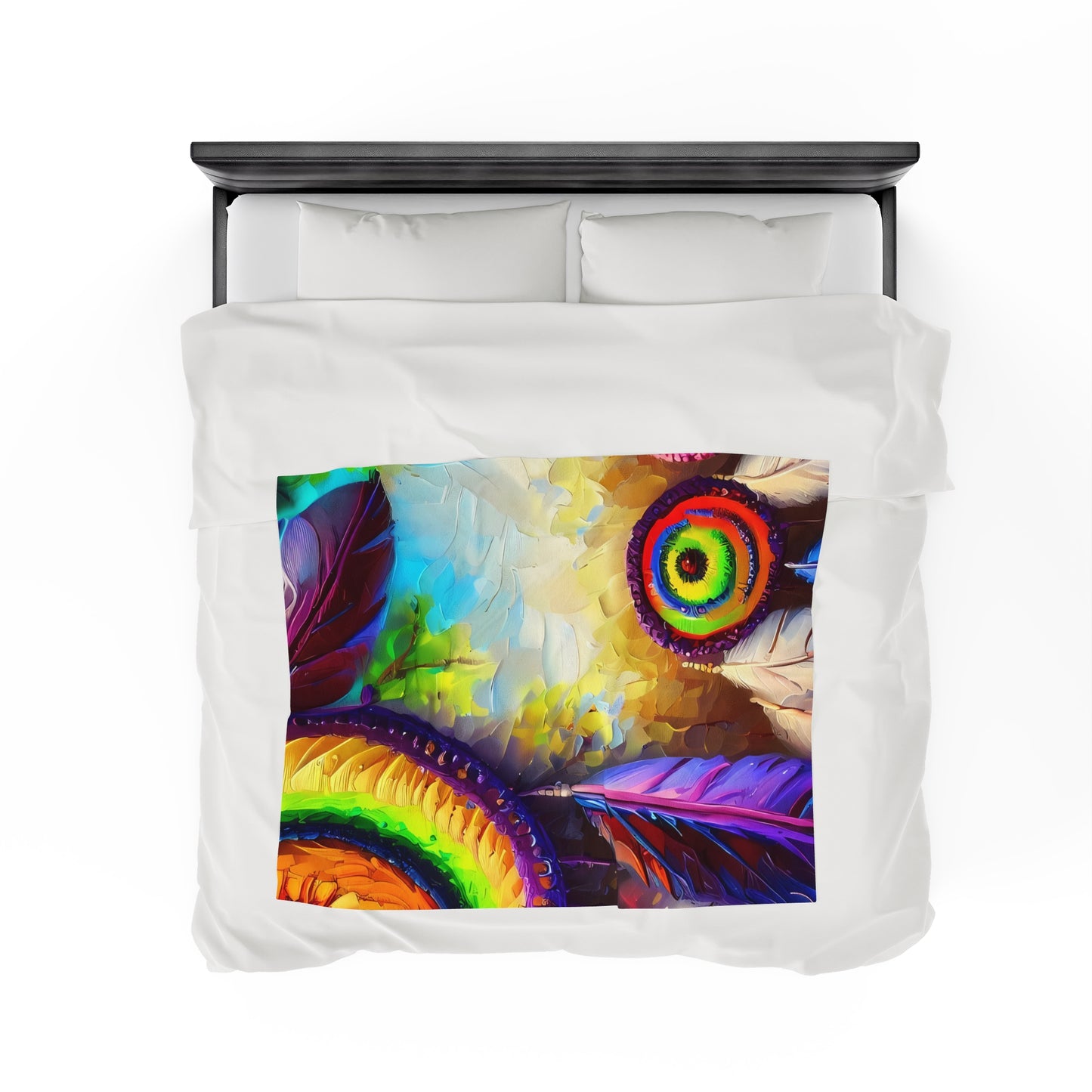 Home Decor Designer Dreamcatcher Velveteen Plush Blanket - Modern Art - Multicolor