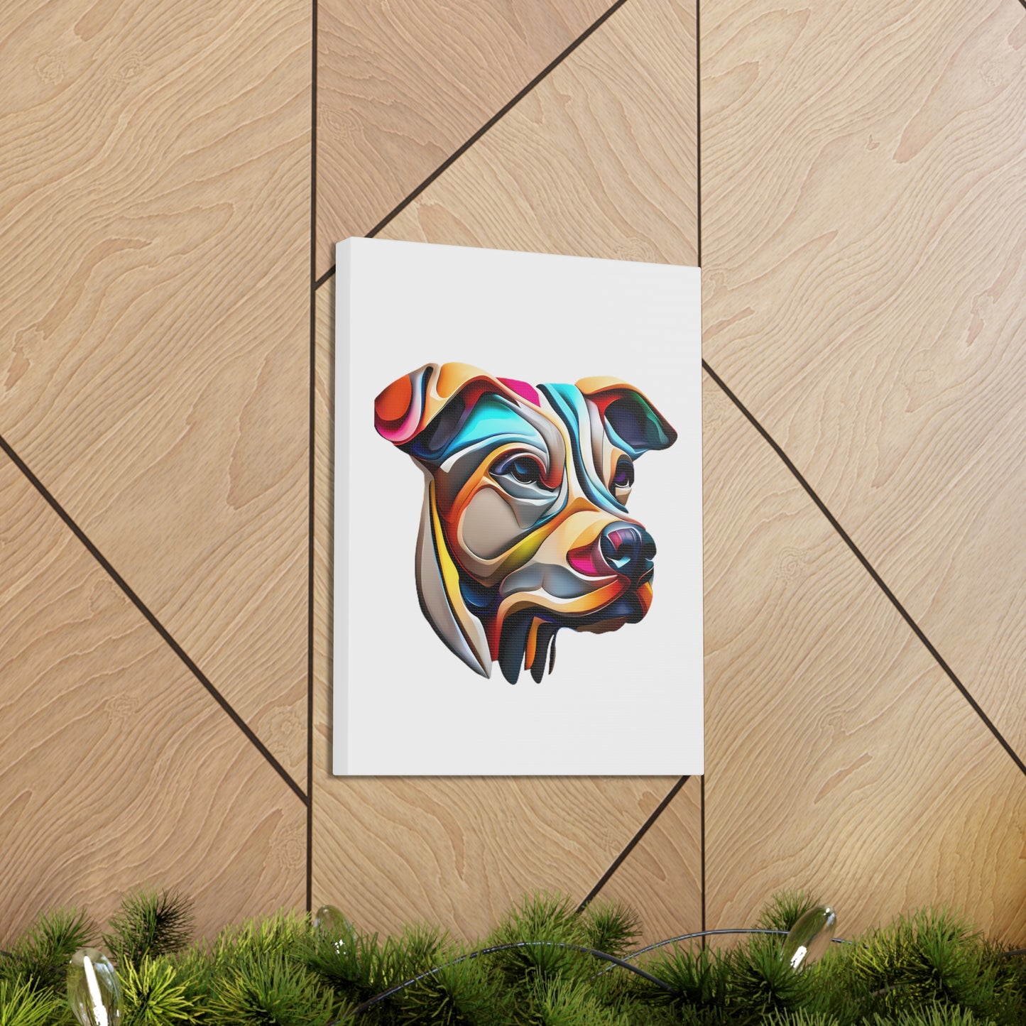 Unique 3D Canvas Wildlife Wall Art Gallery Wraps - Dog Wall Decor Living Room Art- Colorful