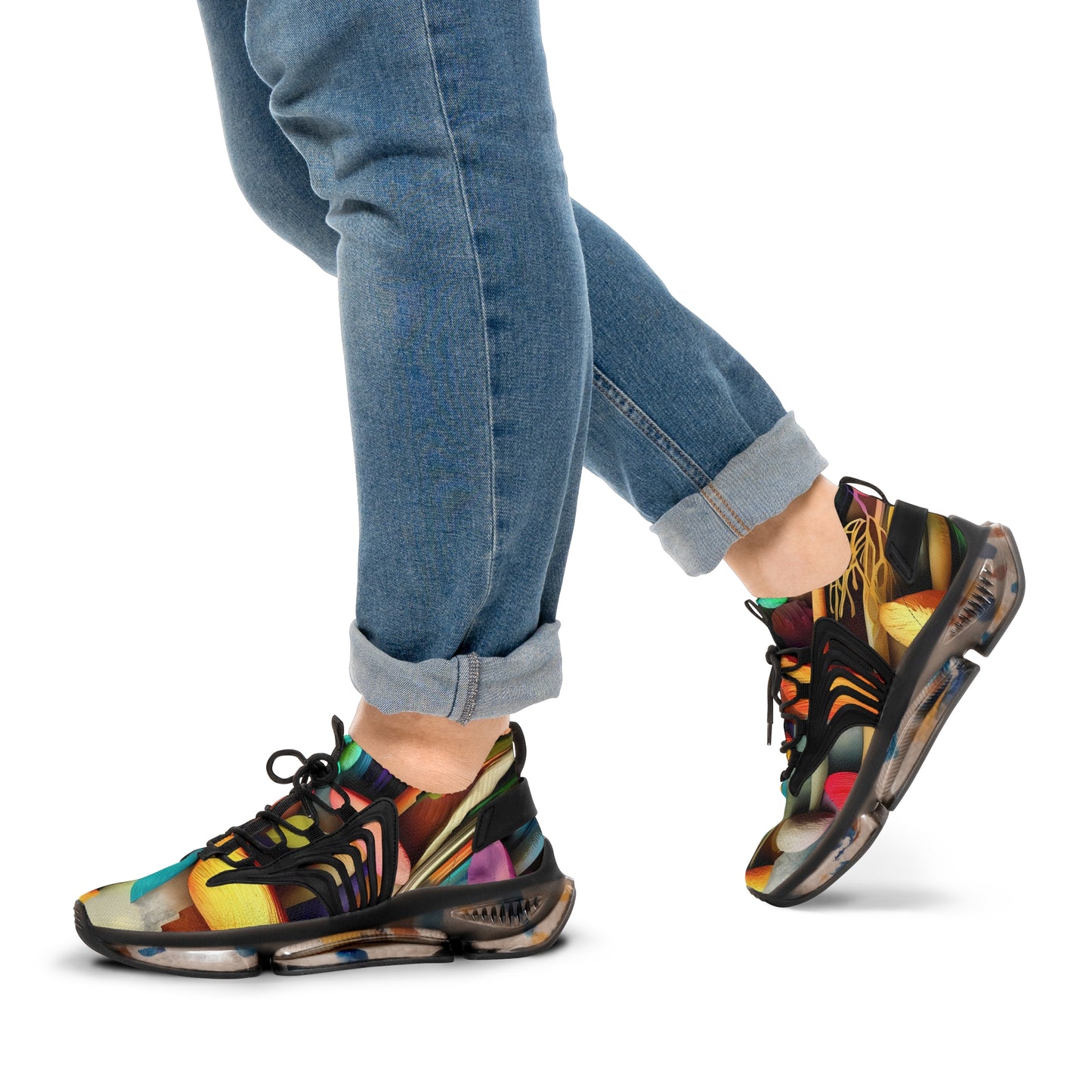 All Over Print Men's Mesh Sneakers - Mushrooms Pattern Mens Fashion Sneakers