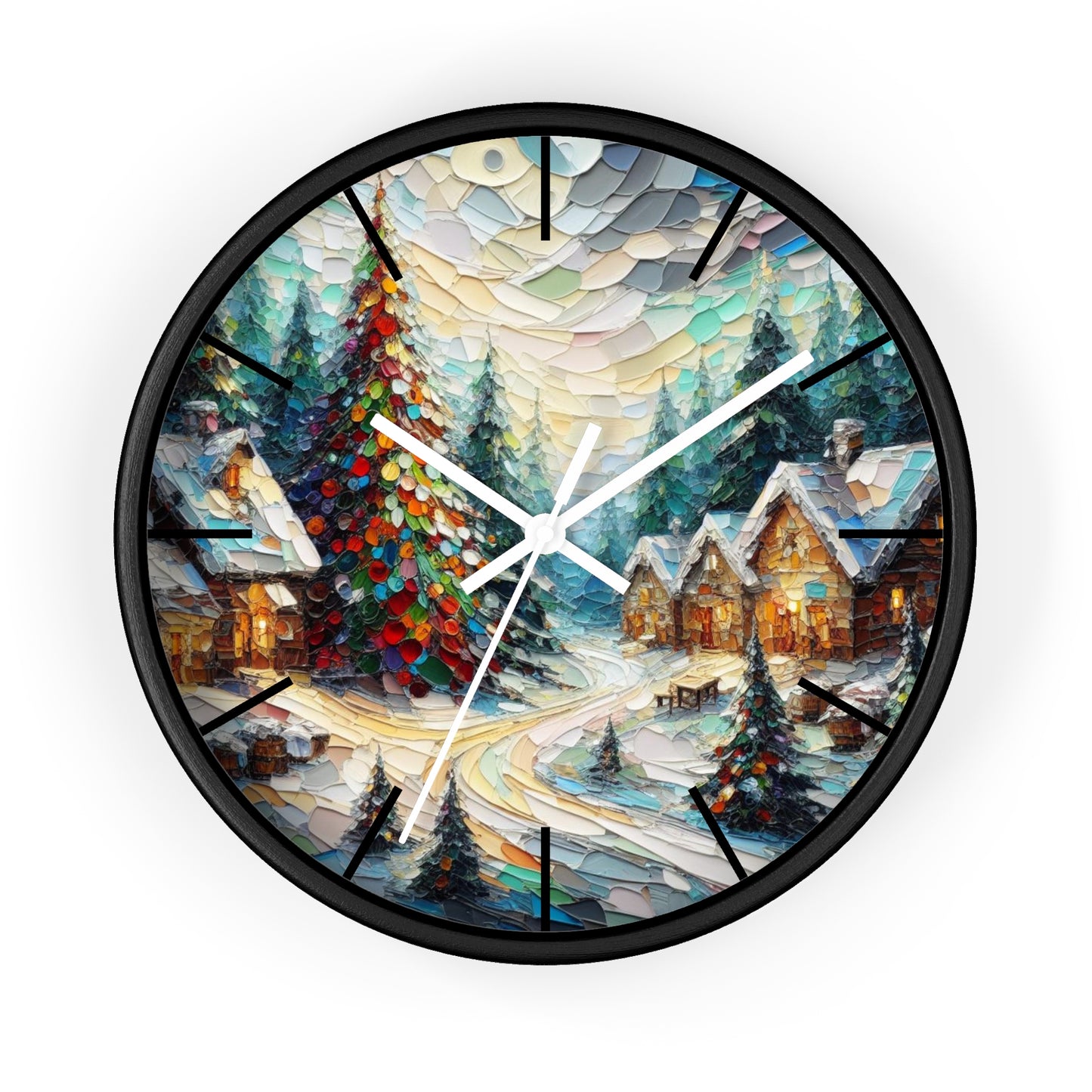 Wall Clock Decor for Christmas - Christmas Village Wall Clock Decor