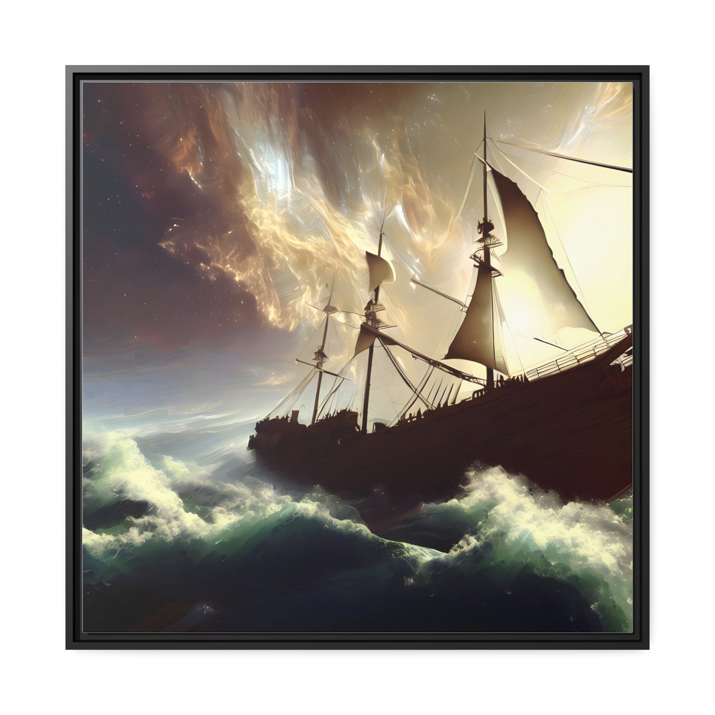 Matte Canvas Wall Art, Black Frame - Captains' Schooner - Fathers Day Gift Item Special