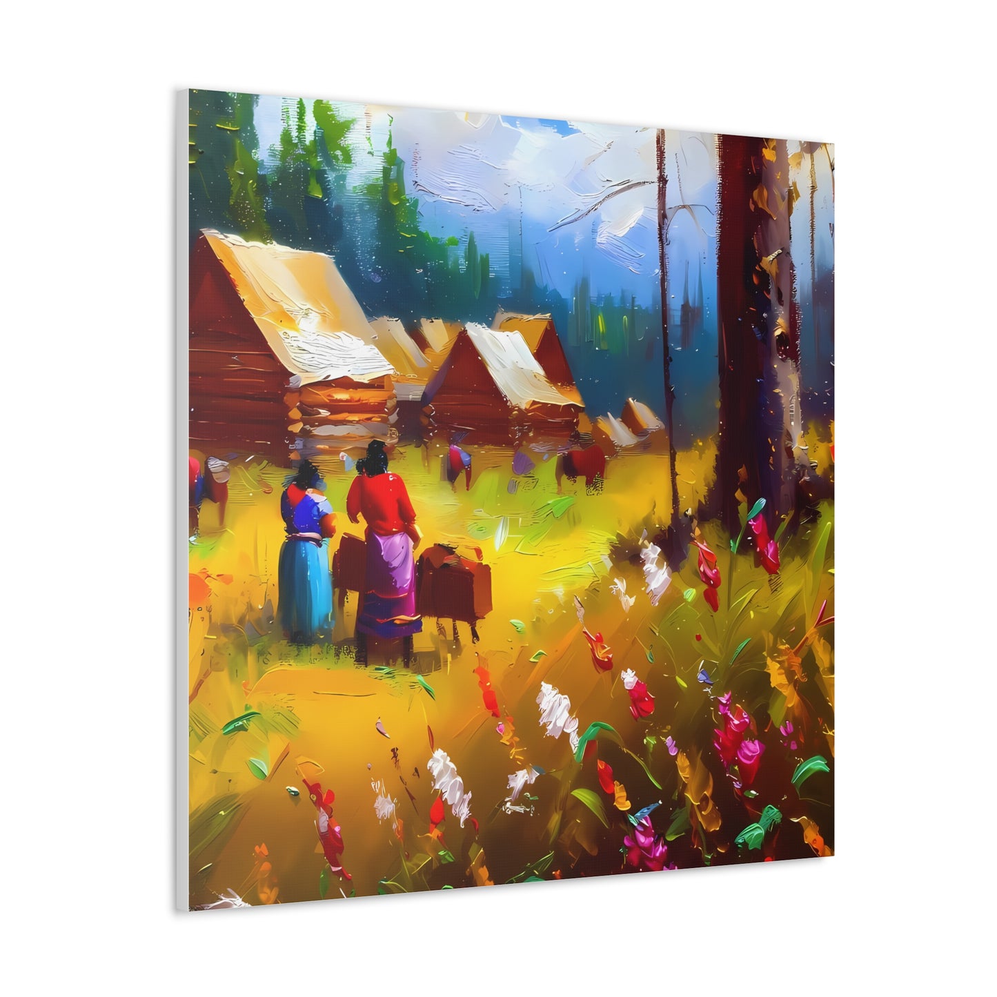 Unique Landscape Wall Art Canvas Gallery Wraps - Romantic Cottage Country Framed Canvas Wall Art