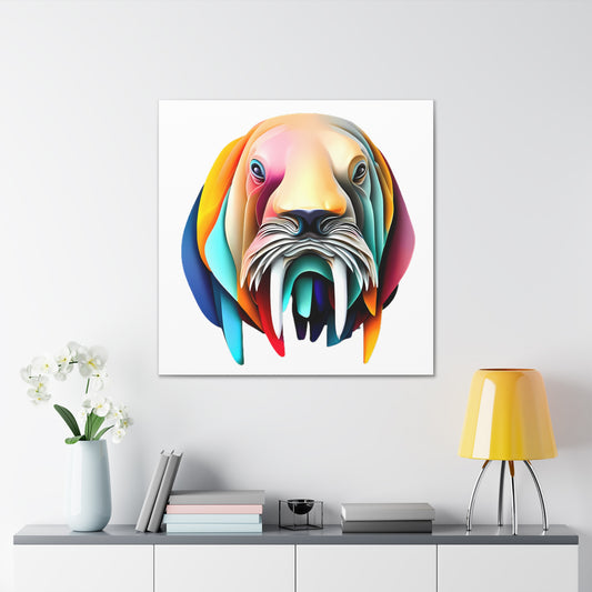 3D Unique Canvas Wildlife Gallery Wraps - Walrus Wall Decor Living Room Art- Colorful