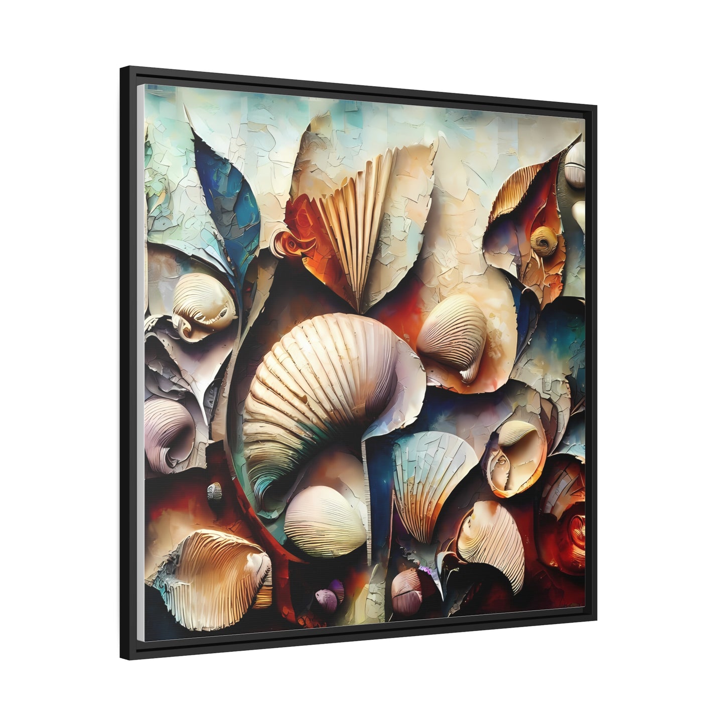 Home Decor - Matte Canvas Wall Art, Black Frame - Seashells - Gift Item Special